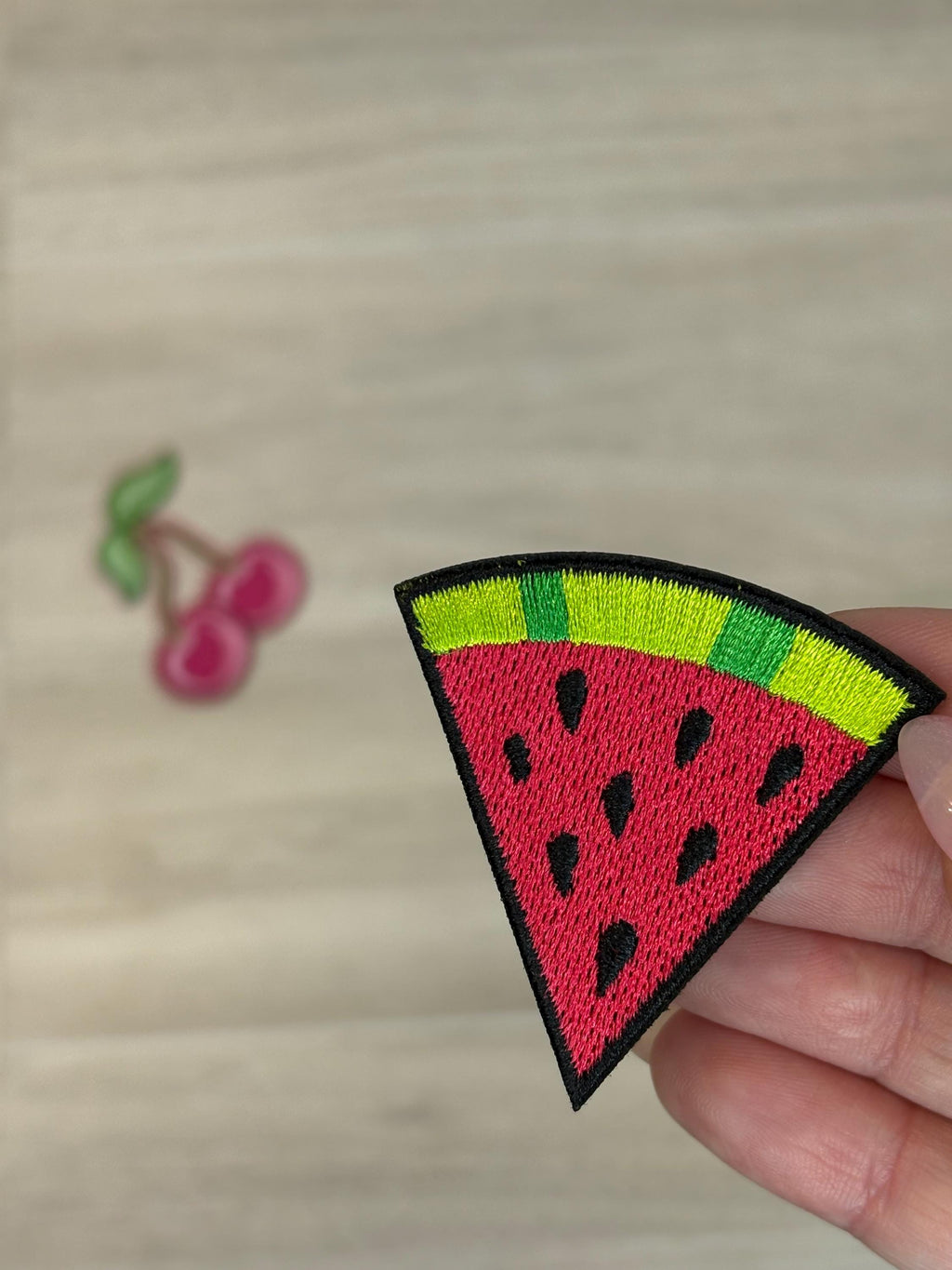 Cherry & Watermelon Patch Set | Fruit-Themed Iron-On Embroidery (2–3.5”)