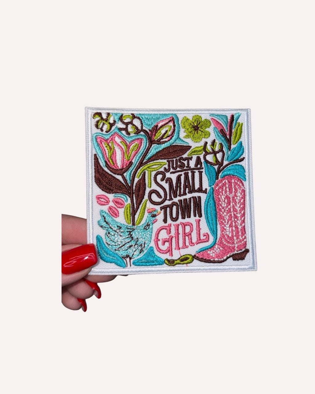 Just a Small Town Girl Iron-On Patch | Floral Western Embroidered Patch | Country Style Clothing Patch