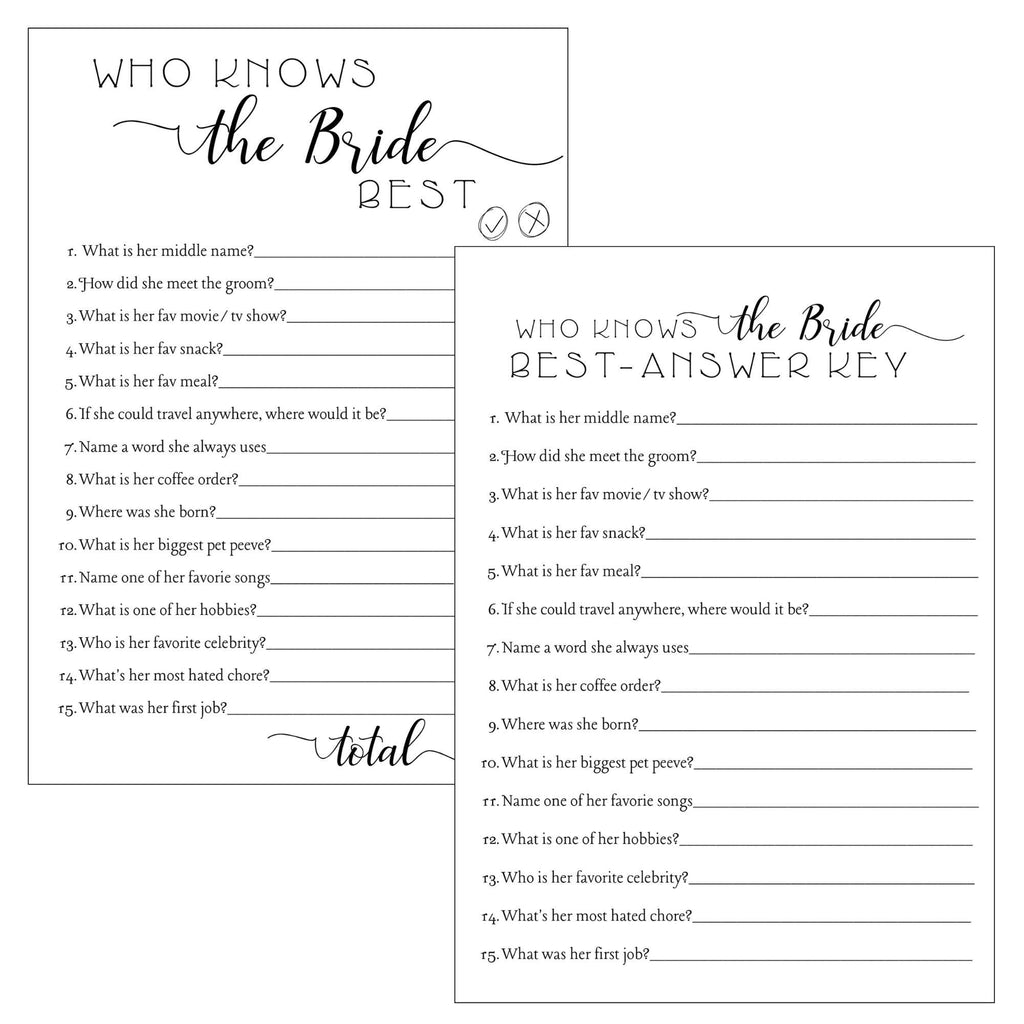 💍 Bridal Shower & Bachelorette Party Game Set (Printed & Shipped)