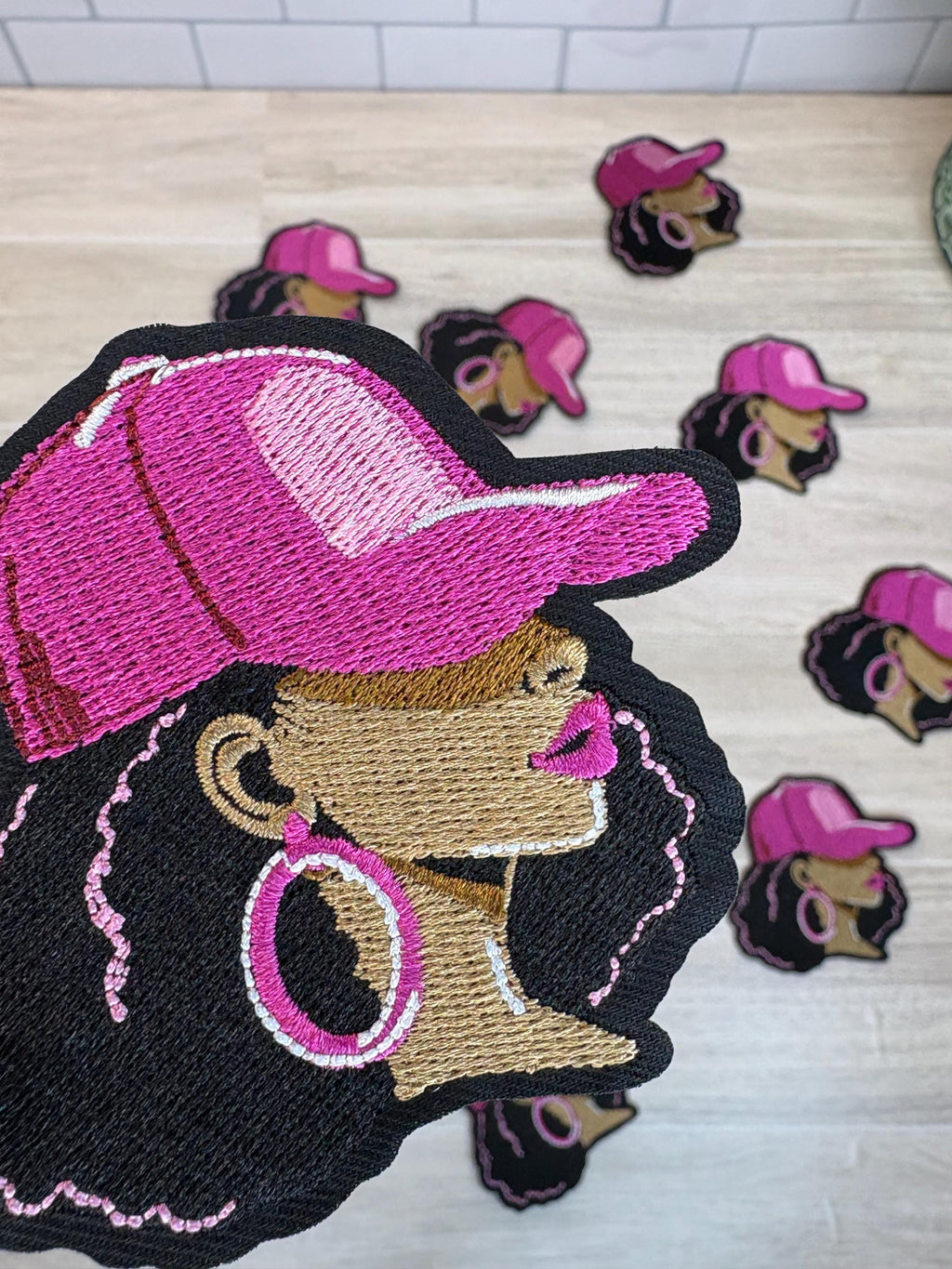 Woman with Baseball Cap Embroidery Patch (2–3.5”)