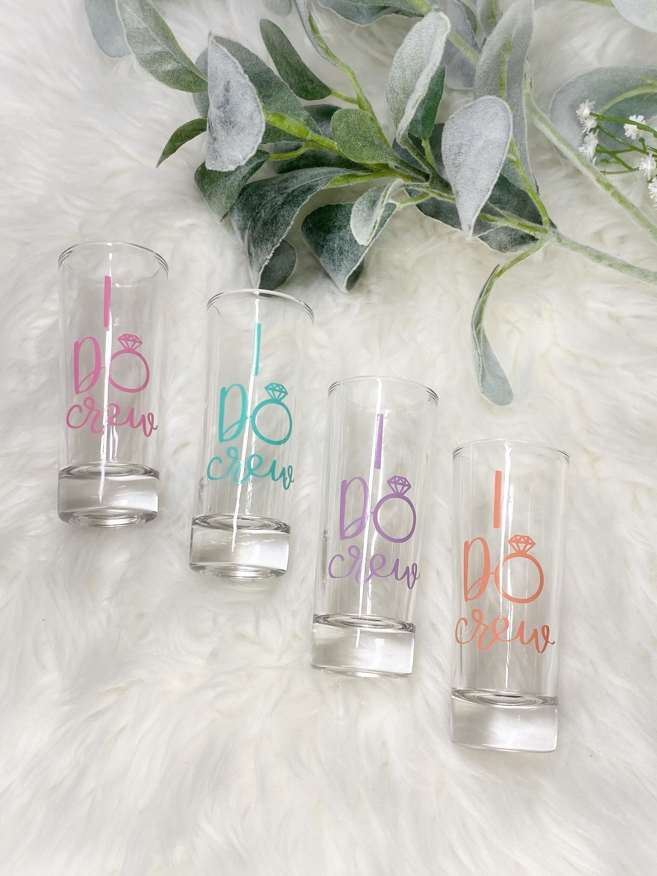 Pastel Bridesmaid Shot Glasses: Bridal Party Favors