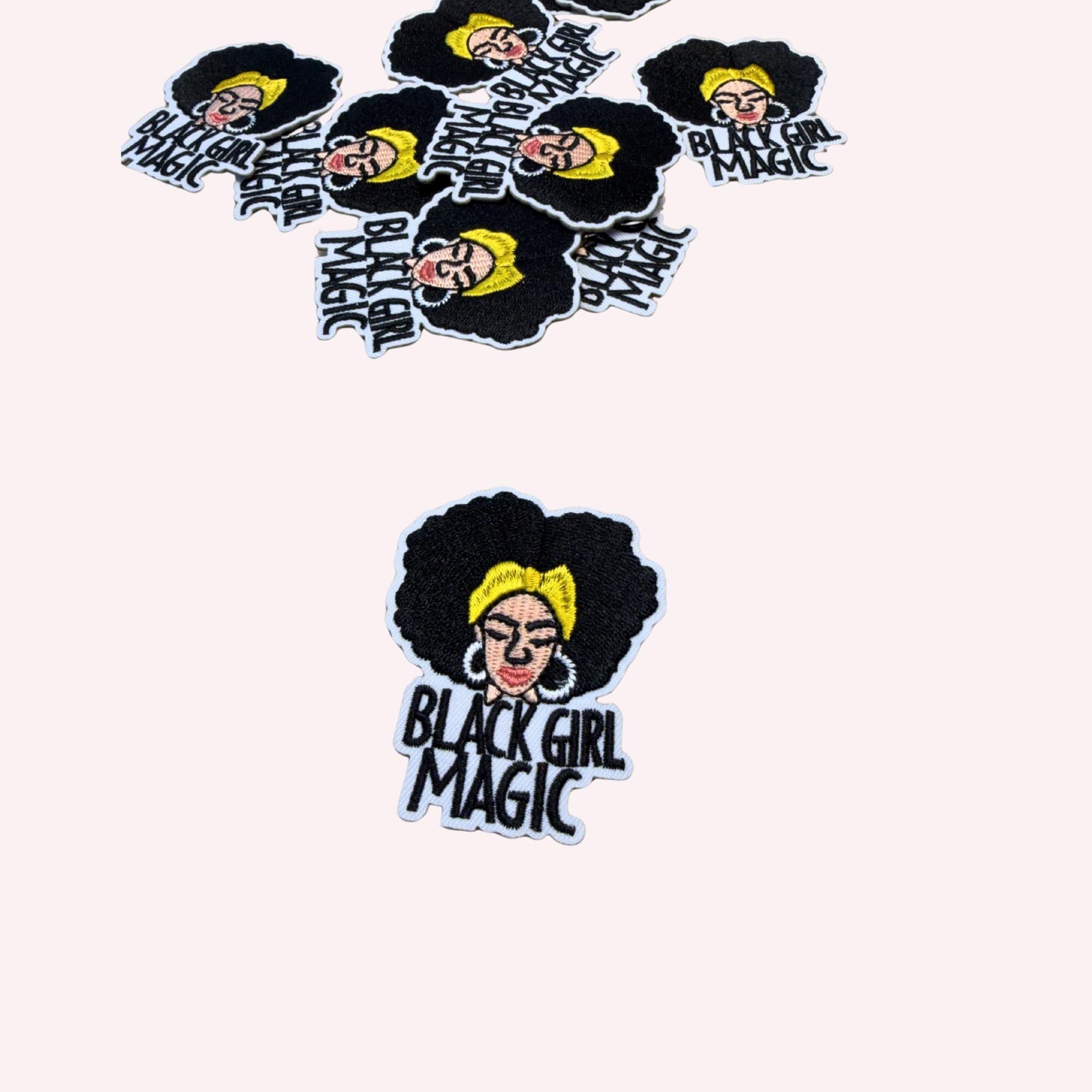 Black Girl Magic Patch – Embroidered Iron-On Patch, Melanin Pride | Natural Hair Patch | Empowerment Statement Patch