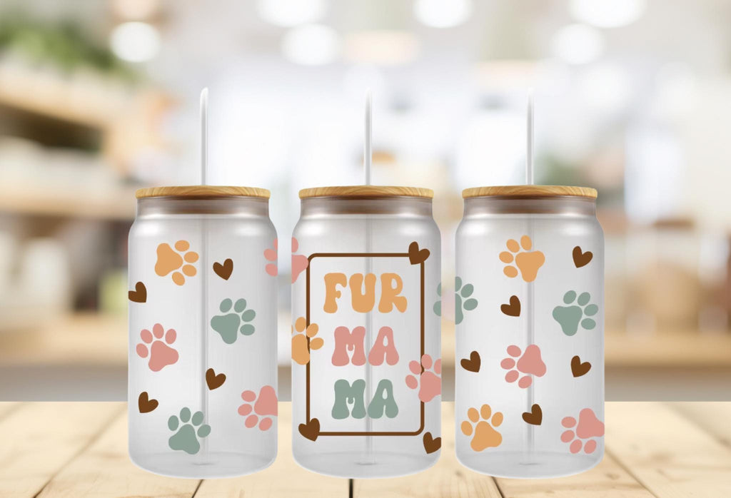 Fur Mama 16oz Tumbler Wrap: Dog Mom Puppy Love UV DTF