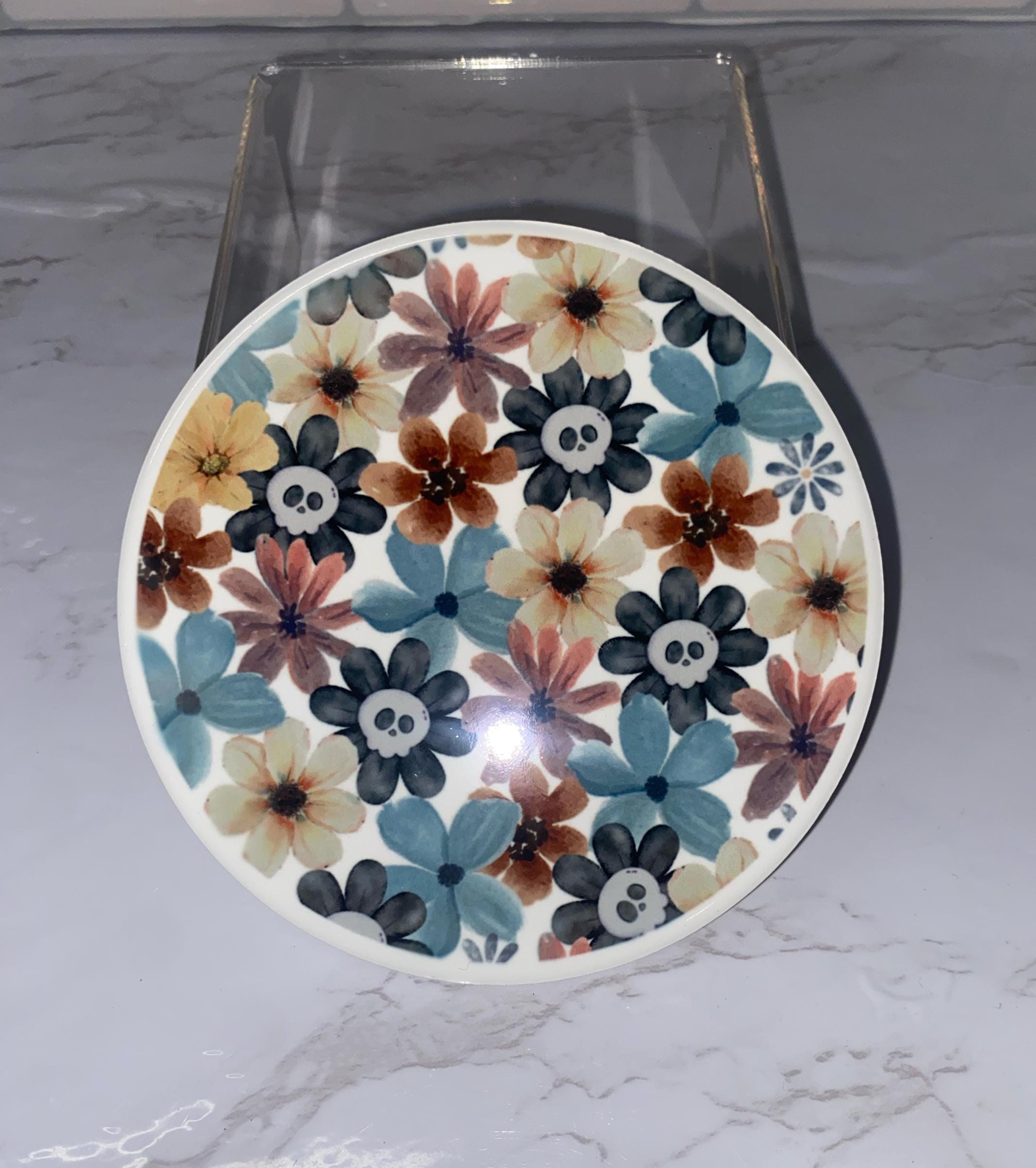 Fall Floral Skeleton Coasters: Spooky Halloween Decor, Set of 4