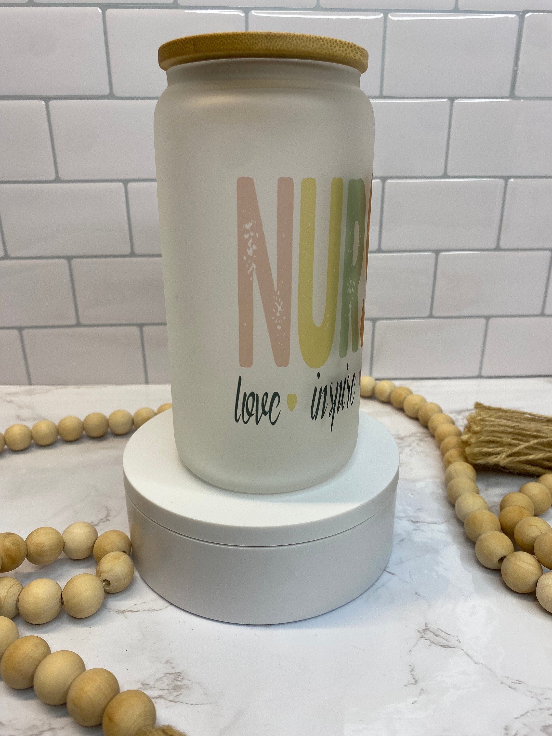 Nurse Themed Frosted Beer Can Glass