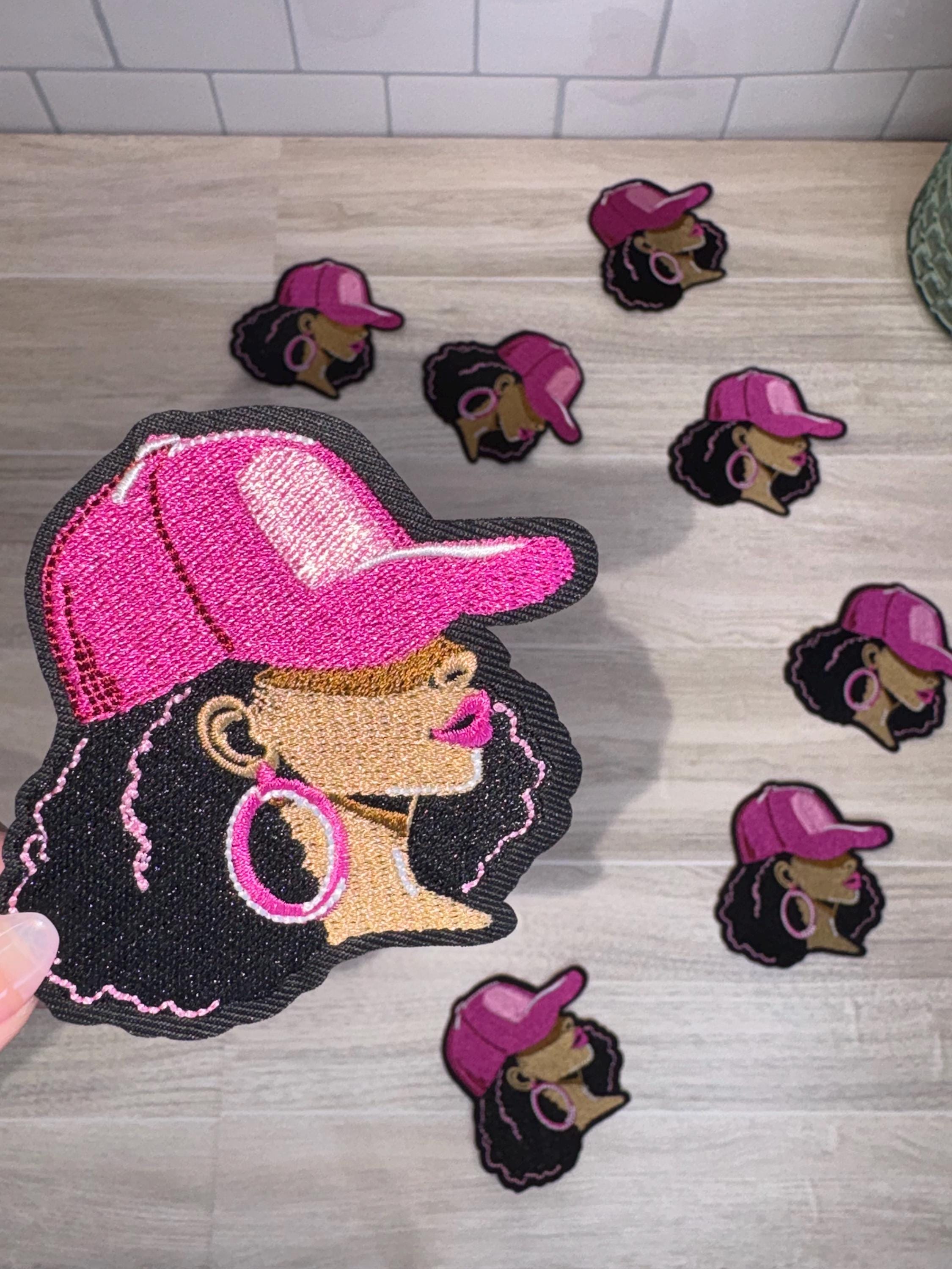 Woman with Baseball Cap Embroidery Patch (2–3.5”)