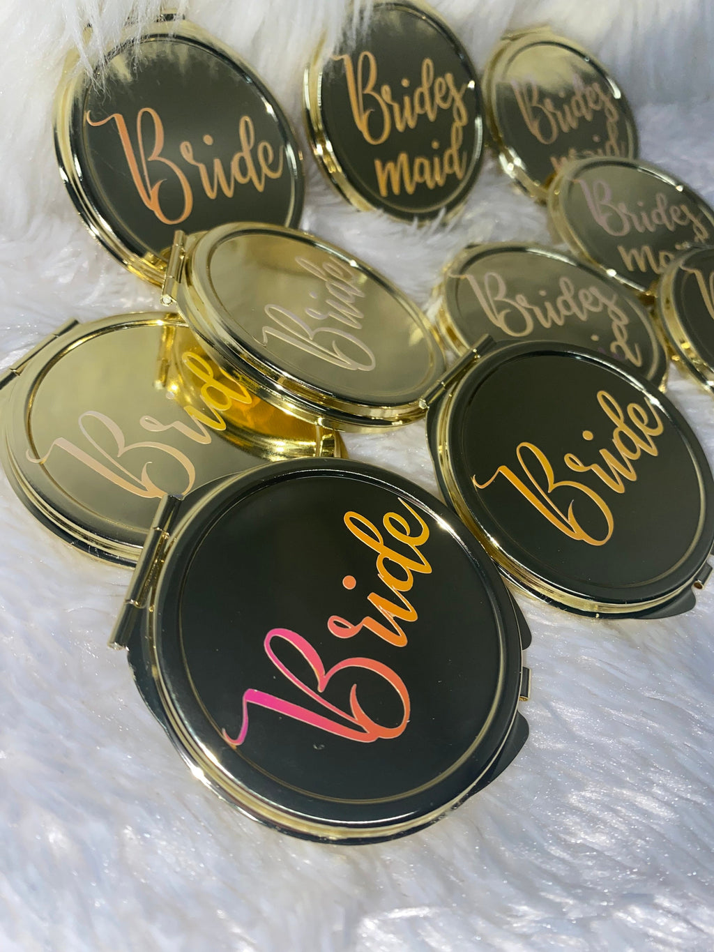Holographic Bride/Bridesmaid Compact Mirror