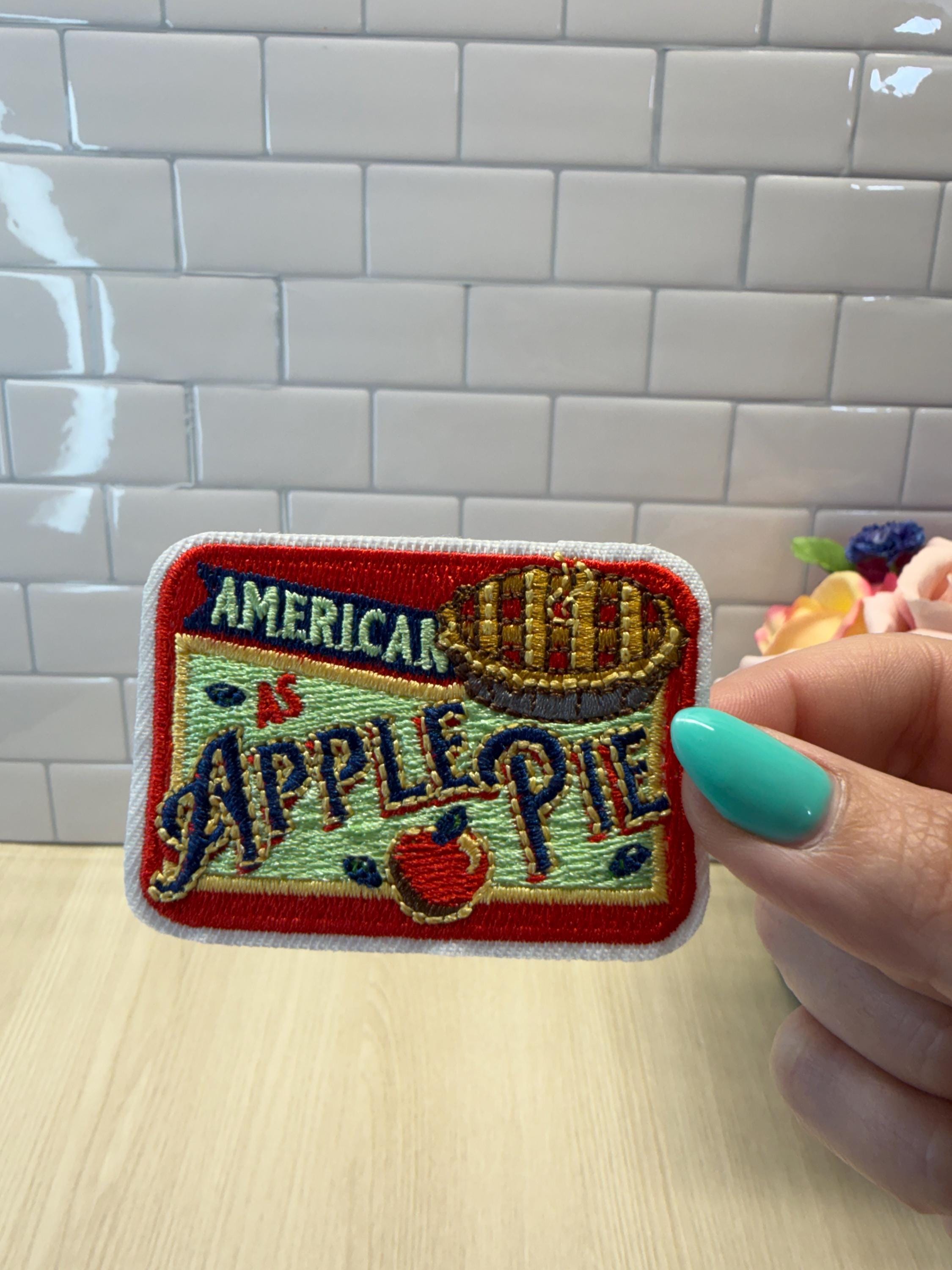 As American as Apple Pie Patch – Apple Pie Embroidered Iron-On Patch | Patriotic Americana Patch | Cute USA Aesthetic Badge