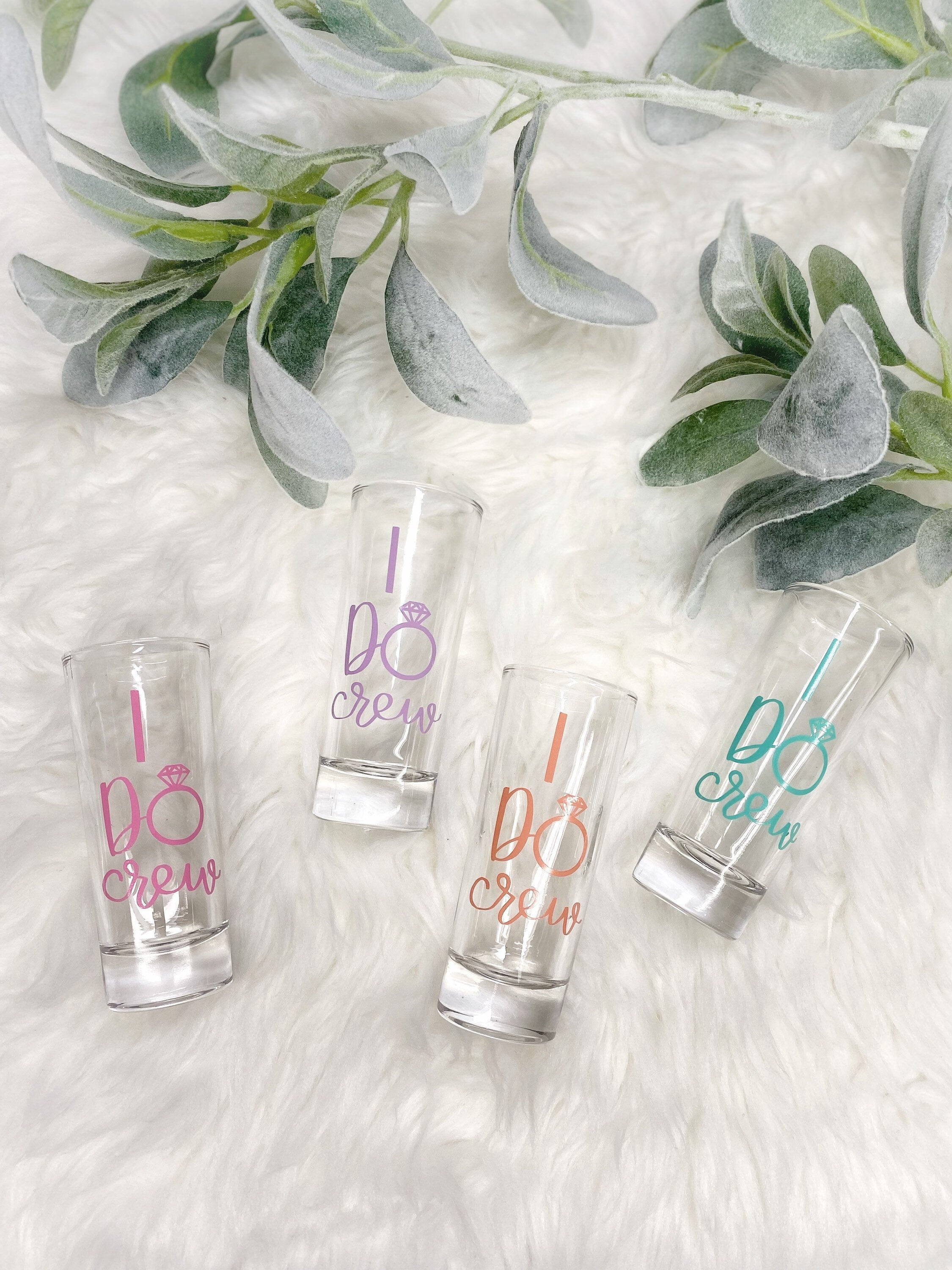 Pastel Bridesmaid Shot Glasses: Bridal Party Favors