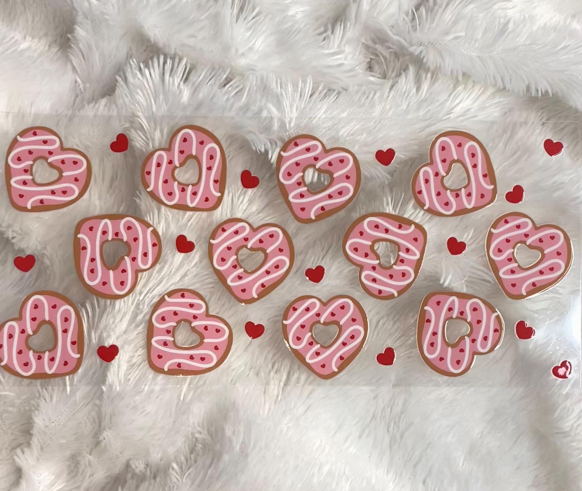 Heart Sprinkled Donut UV DTF Wrap: 16oz Tumbler Decal