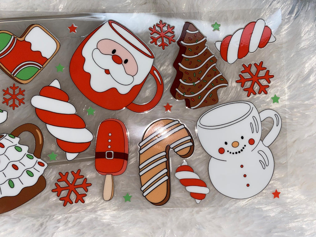 Christmas UV DTF 16oz Tumbler Wrap: Festive Cup Design