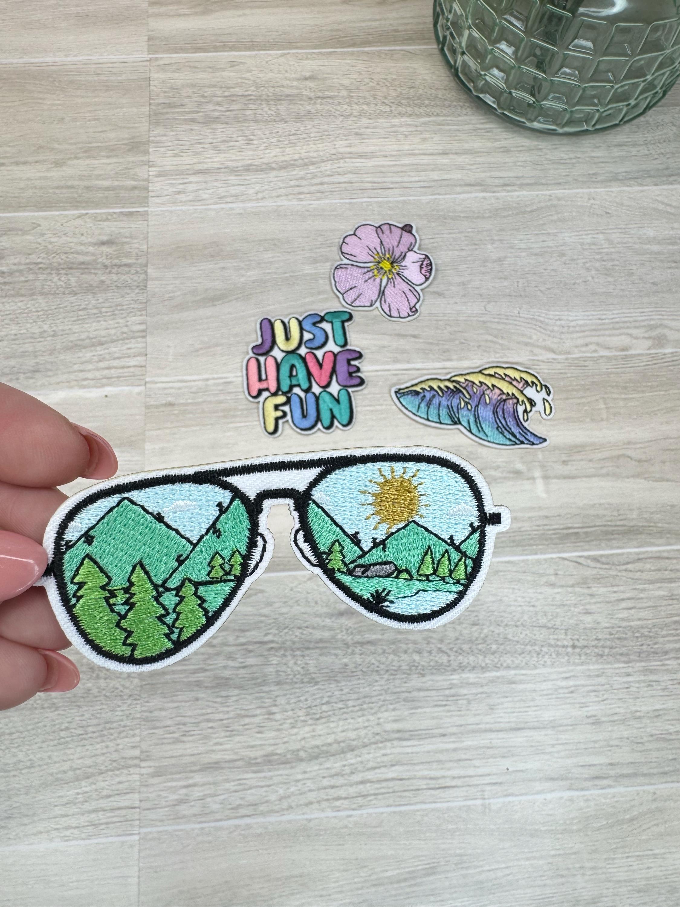 Beach, Just have fun Embroidered Iron On Patch – Surf & Summer Vibes, iron on patches- 4 piece set