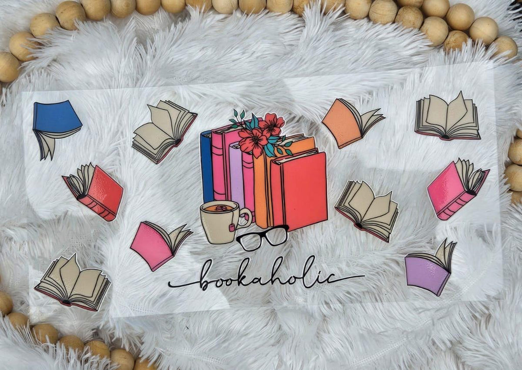 Bookaholic, Booklover UV DTF 16oz wrap, Teacher Appreciation Wrap, Books