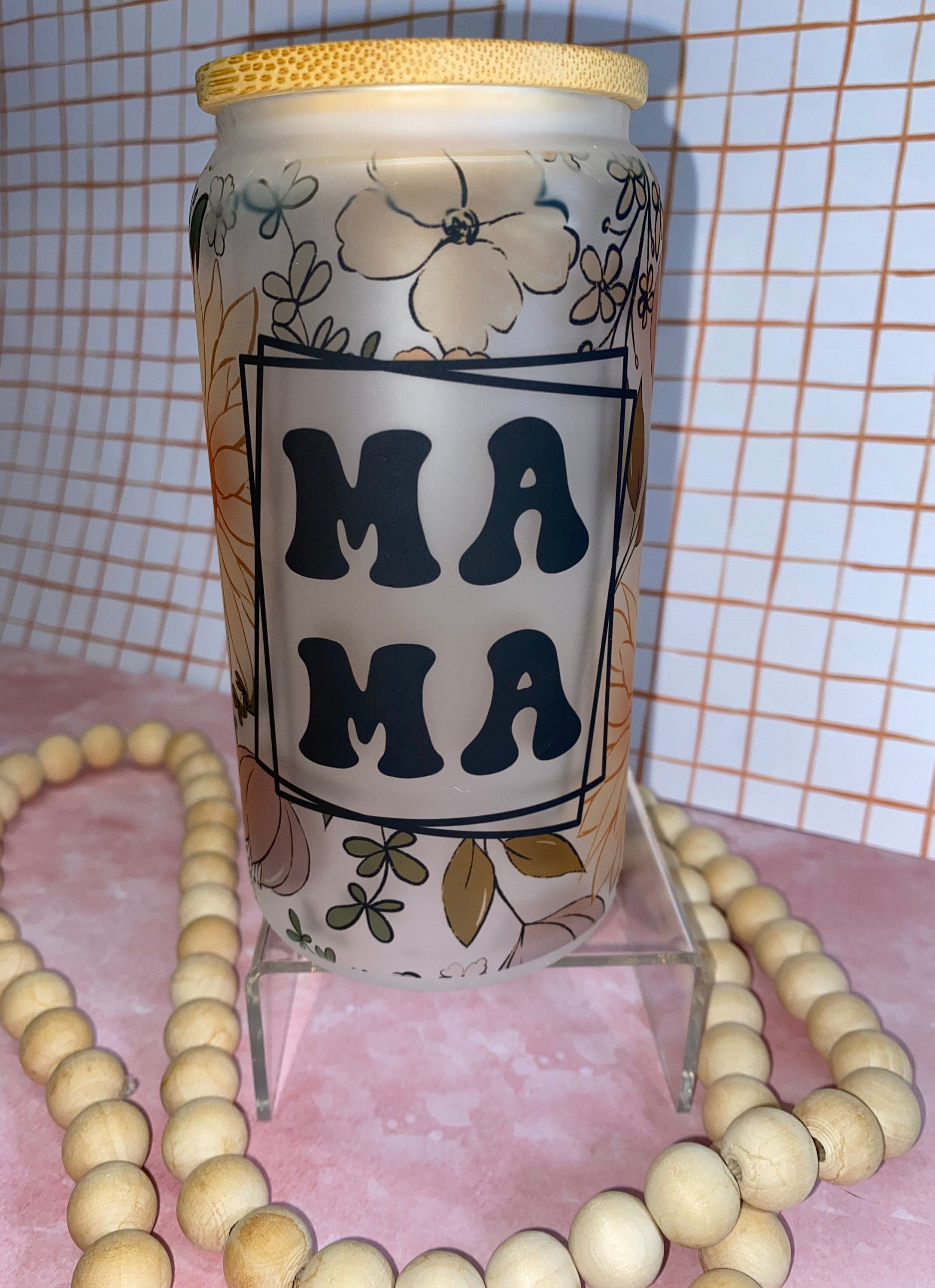 MAMA - frosted beer can glass