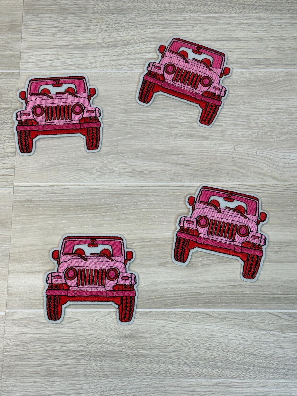 Pink Jeep Embroidery Patch | Iron-On Car Applique (3–5")