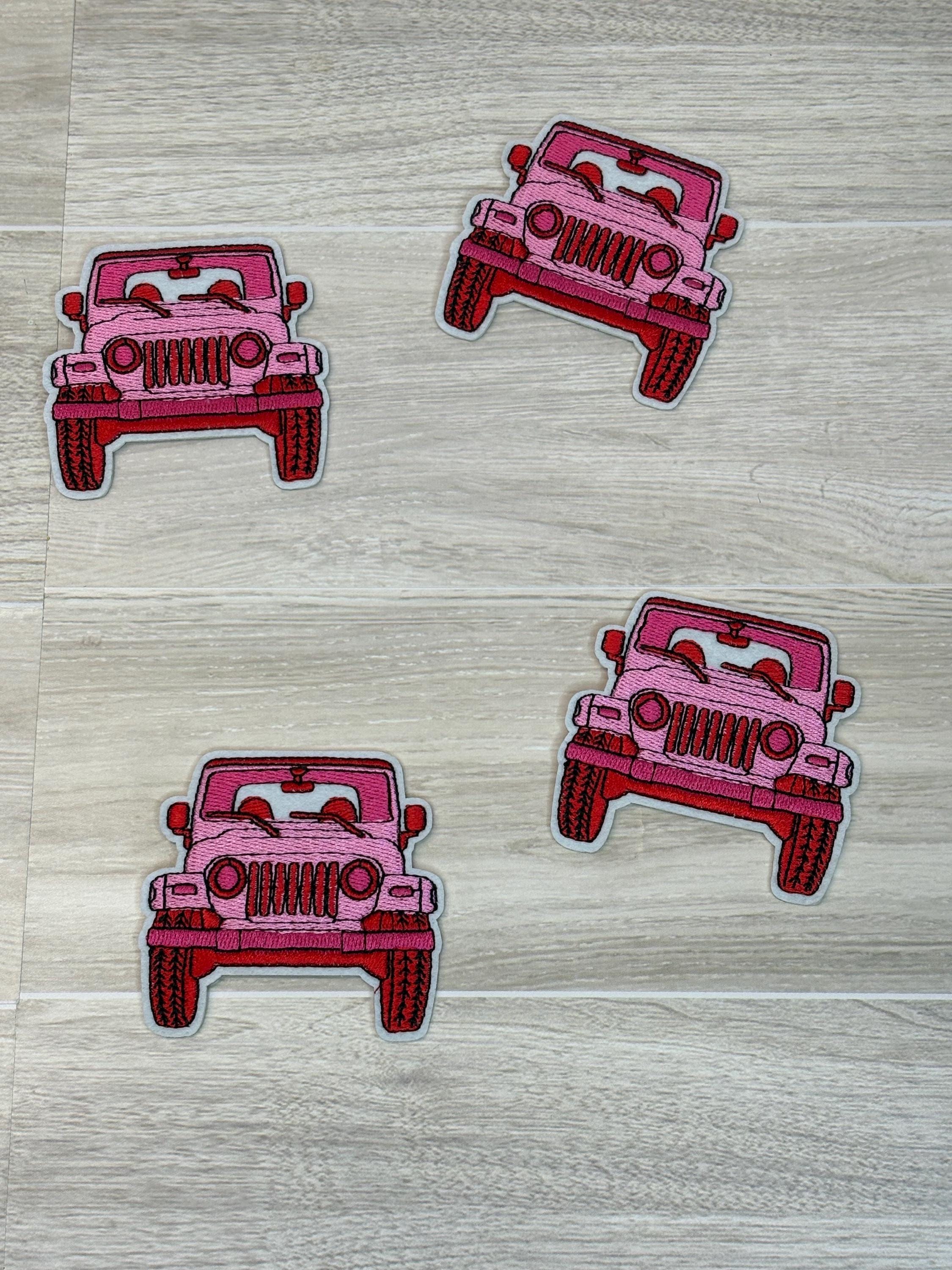 Pink Jeep Embroidery Patch | Iron-On Car Applique (3–5")