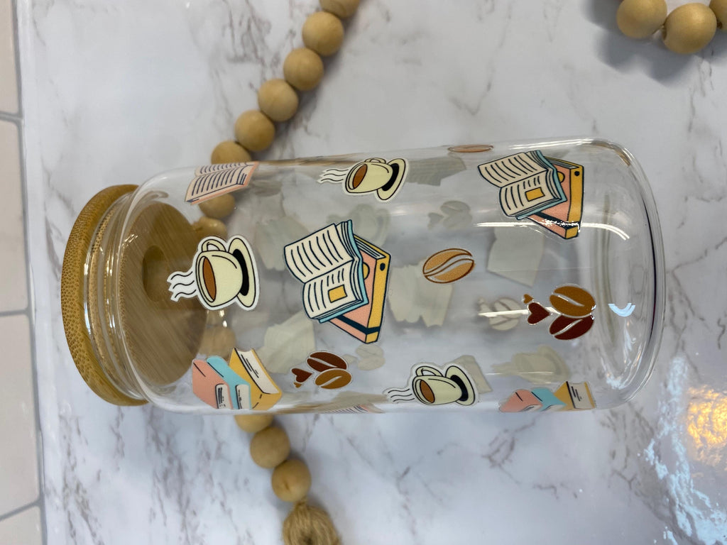 Books & Coffee - 16 ounce beer can glass