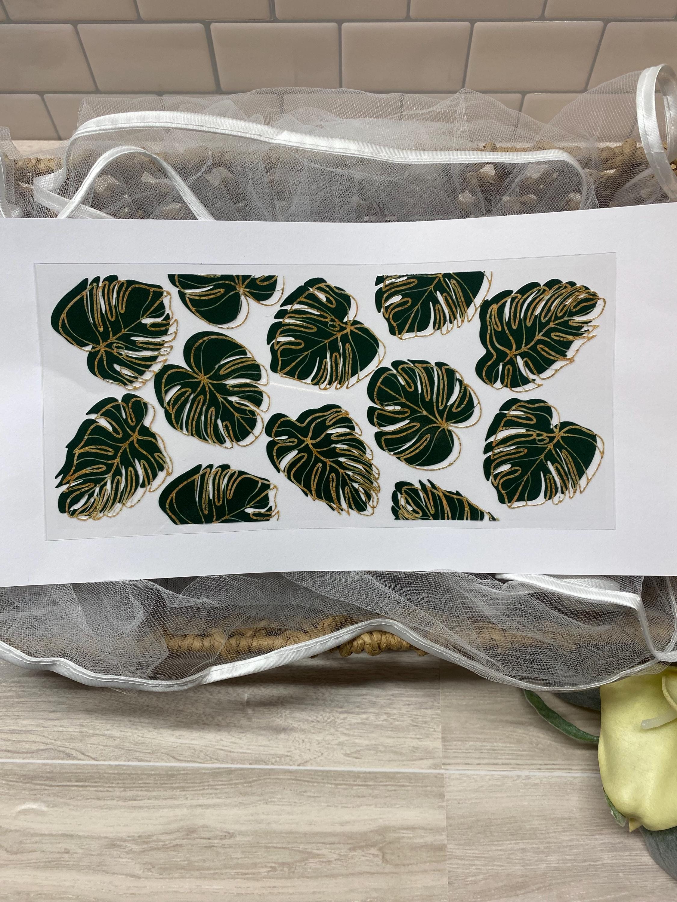 Monstera Green Leaves UV DTF 16oz Cup Wrap