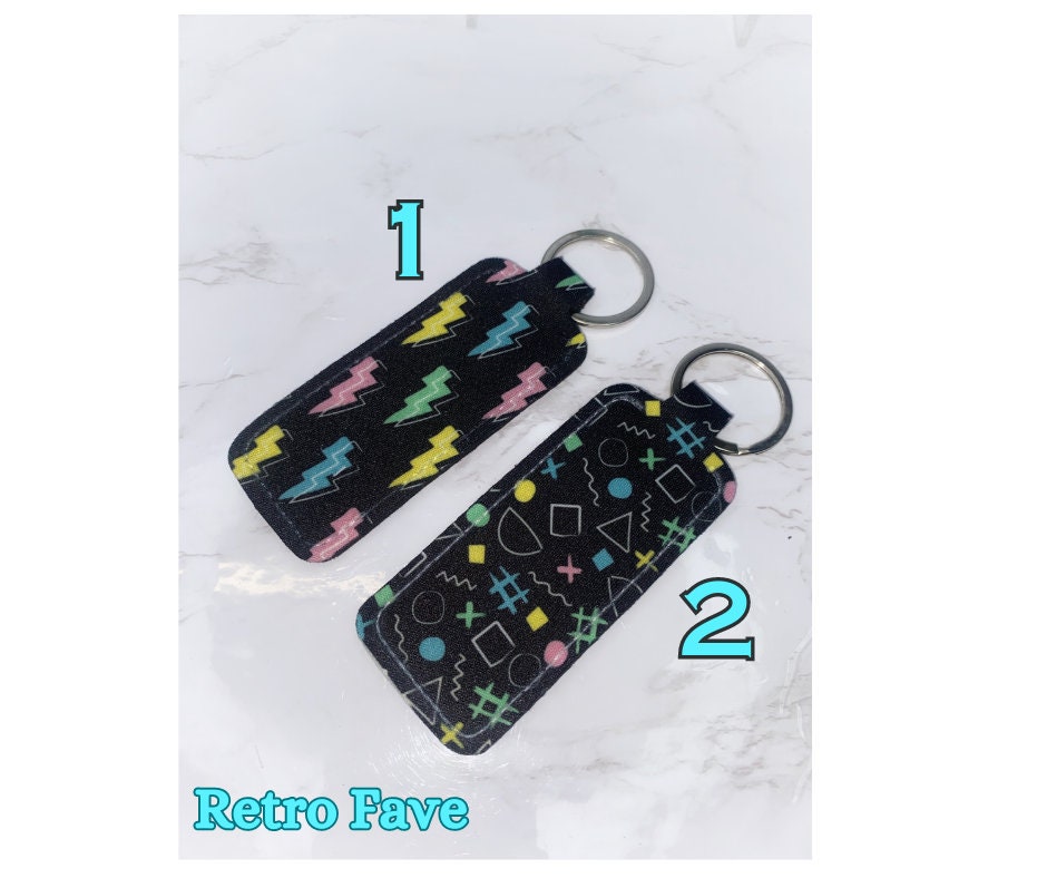 Retro Chapstick Holder Keychain: 80's & 90's Theme