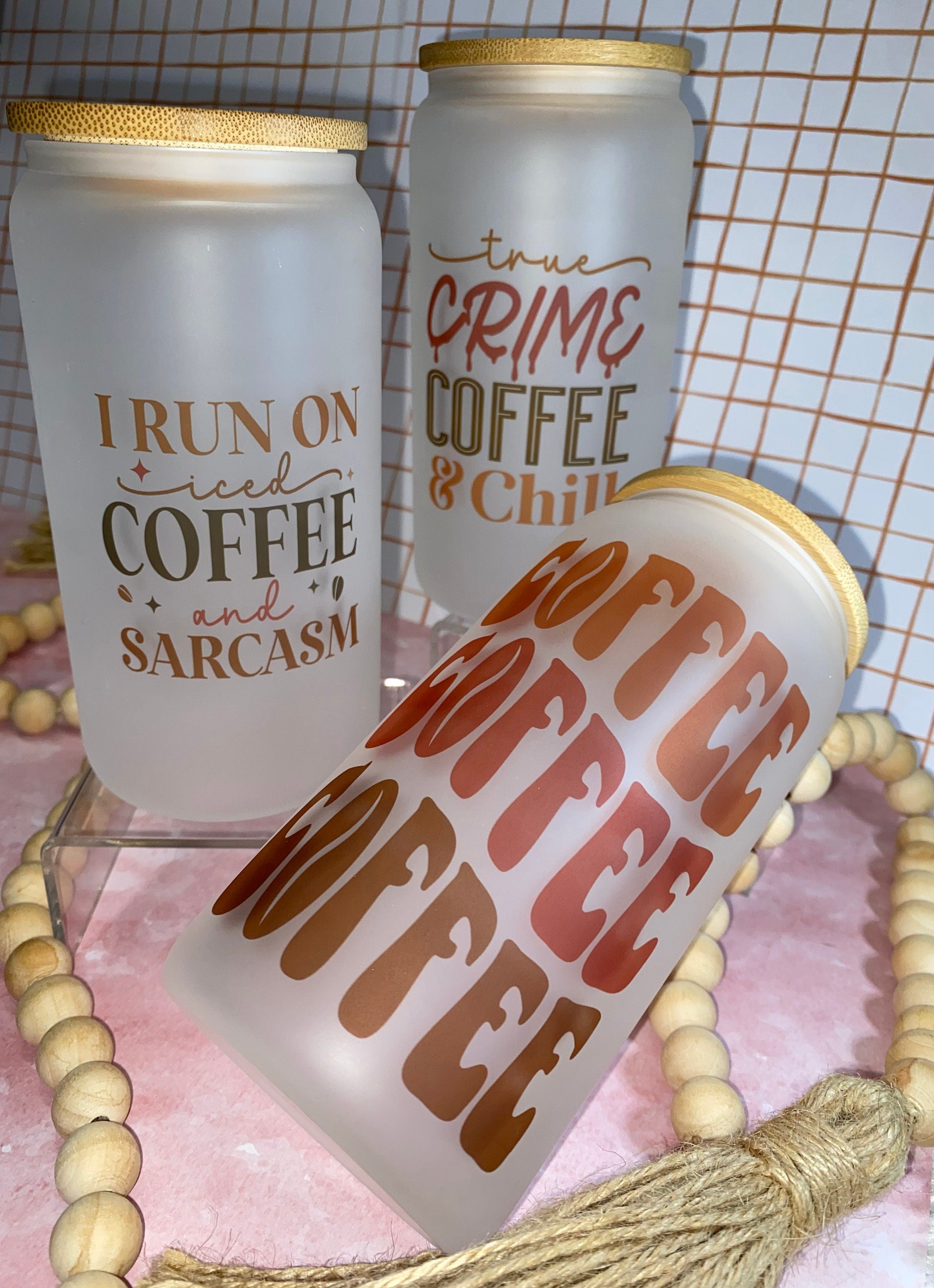 Coffee Frosted Beer Can Glasses