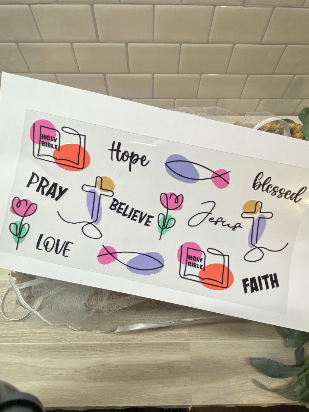 Christian UV DTF 16oz Glass Cup Wrap, Inspirational Faith Transfer