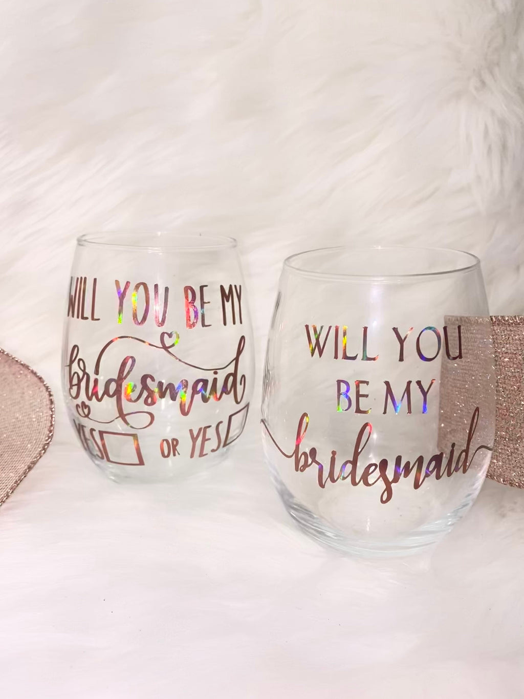 Bridesmaid Proposal Wine Glass: Custom Vinyl Design