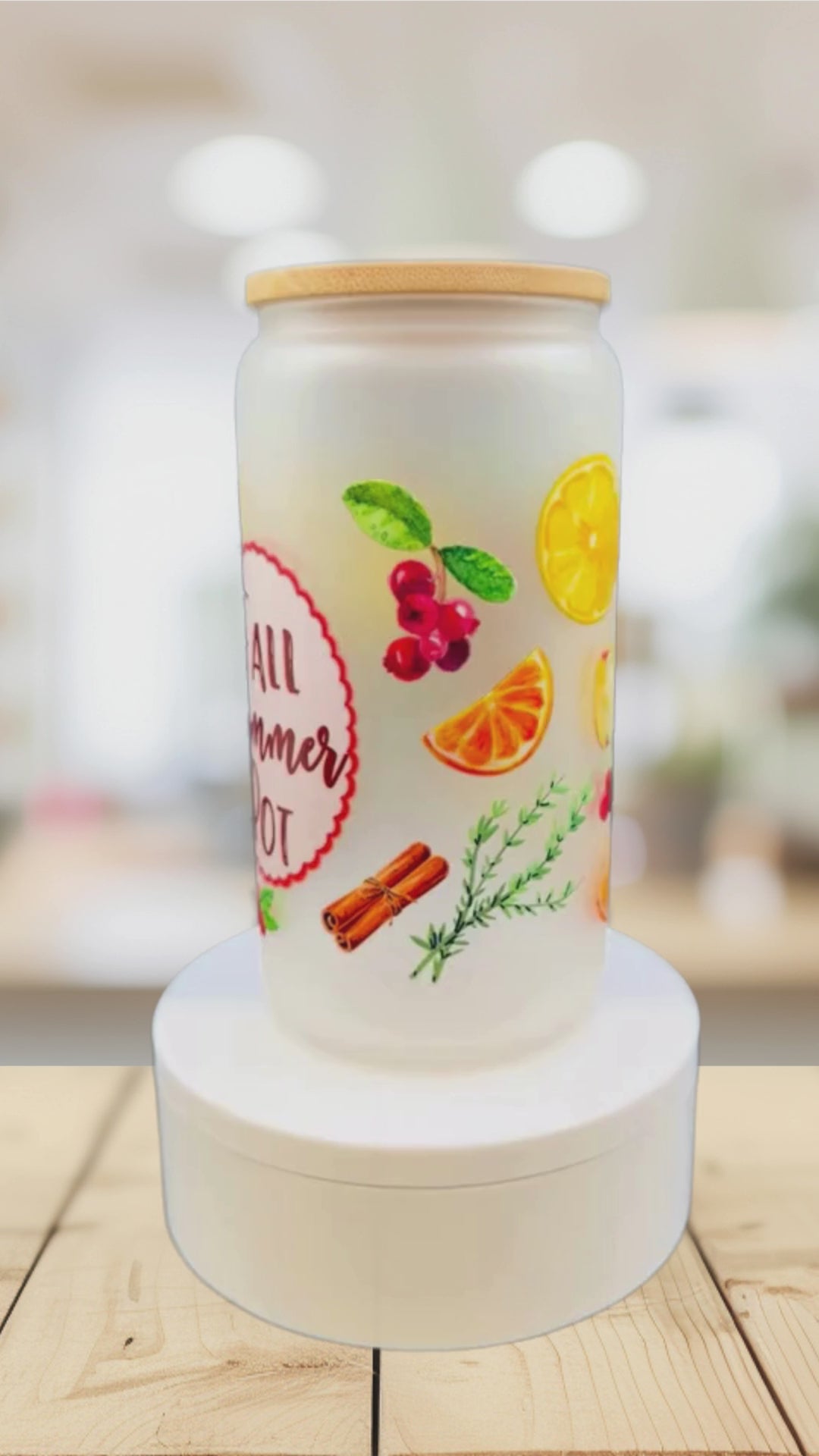Fall Simmer Pot 16 oz Frosted Glass Tumbler