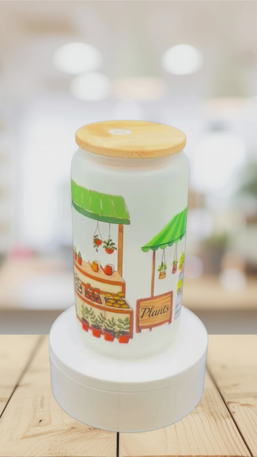 Plant Lover Frosted Glass Tumbler – 16 oz Plant Market Cup – Garden Lover Glass Can – Houseplant Iced Coffee Cup – Original Design