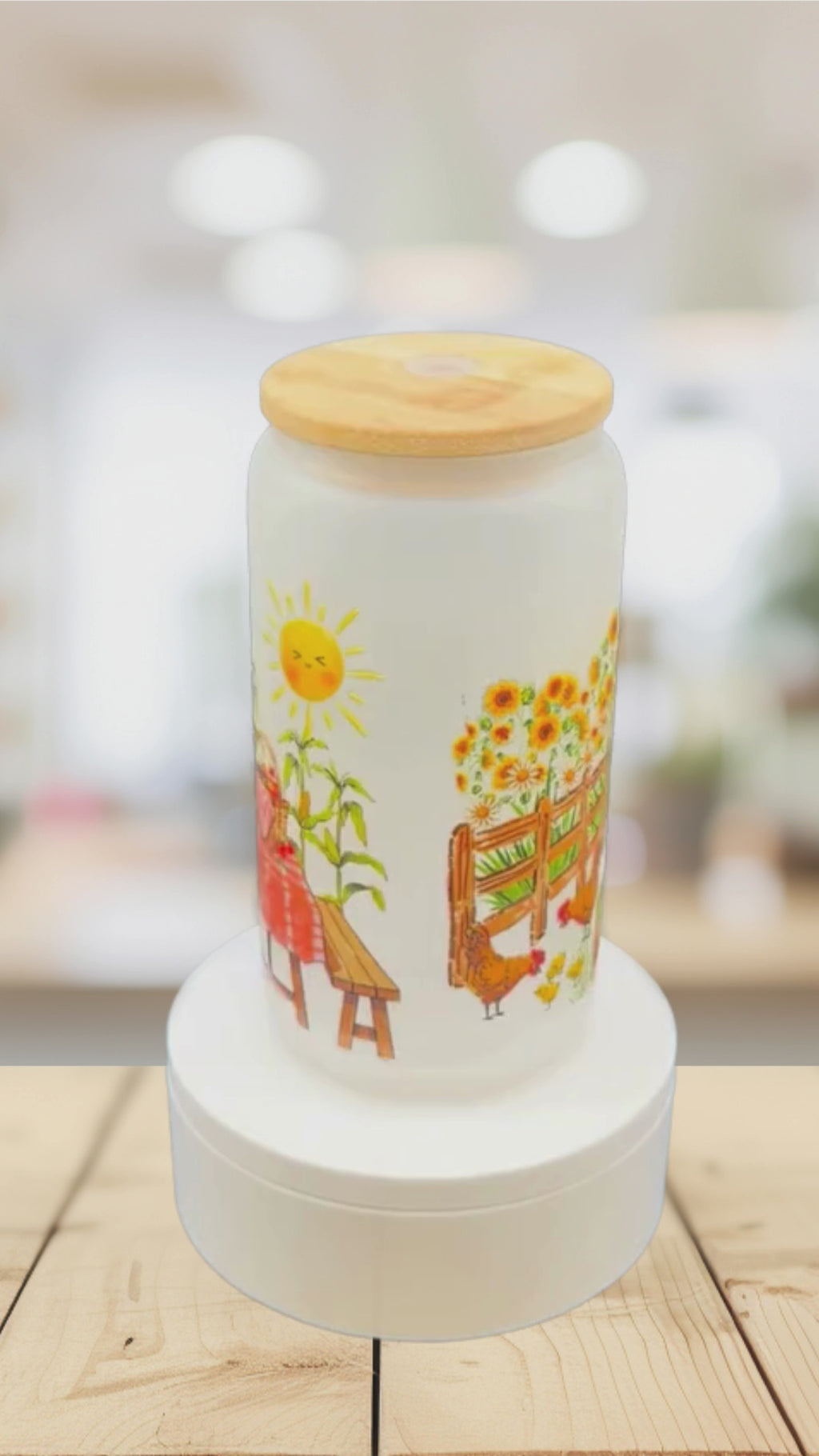 Apple Picking Frosted Glass Tumbler – 16 oz Fall Farm Cup – Corn Maze Autumn Glass Can – Farmers Market Iced Coffee Cup